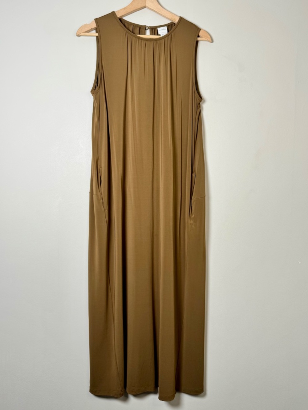 Max Mara Leisure Epopea Brown Jersey Sleeveless Midi Dress Sz M